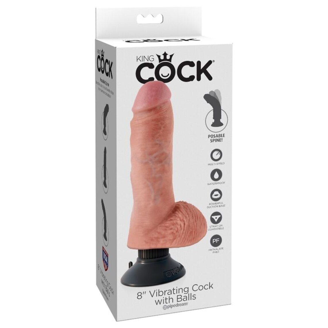 King cock 20,3 cm Cazzo Vibrante con Palline carne